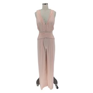 00869 Reiss Pleated Wide Leg Jumpsuit Pink size 6 bohemian preppy evening party